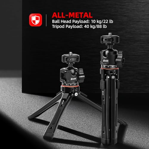 Zeadio Heavy Duty Metal Tripod Kit, Universal 1/4" Screw Adapter Tripod Mount with Phone Holder & Action Cam Adapter for Cell Phone, Camera, Gimbal, Action Cam, Travel Vlogging etc - style: Standard Ball Head