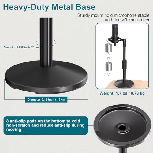Desktop Microphone Stand,Adjustable Height Mic Stand with Pop Filter Shock Mount Mic Clip 3/8" to 5/8" Adapter,Compatible with AT2020|AT2035|AT2040|QuadCast S|Razer Seiren X| Blue Snowball |Shure - size: Mic Stand with Pop Filter