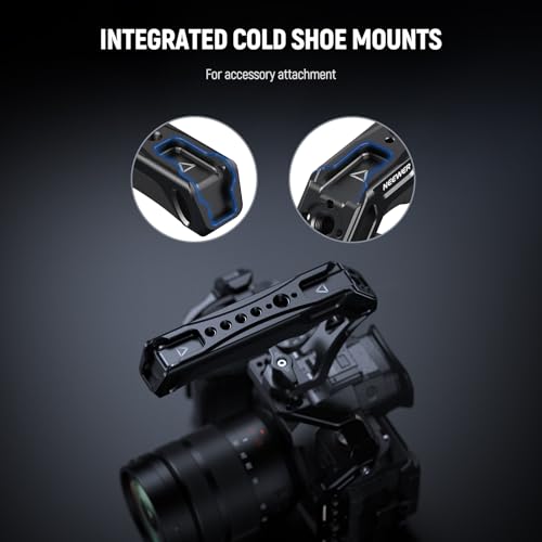 NEEWER Camera Top Handle with 3/8" Wing Screw & Locating Pins for ARRI, Nonslip Silicone Grip with 1/4" & 3/8" Threads, Cold Shoes, Compatible with SmallRig Camera Cage Accessories, CA107 - style: CA107