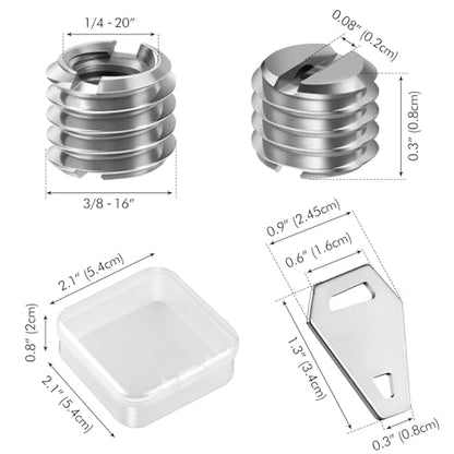 6PCS 1/4" to 3/8" Camera Convert Screw Tripod Adapter Mount, 3/8" to 1/4" Convert Screw Adapter Ball Head Reducer for Tripod, Monopod, Stainless Steel