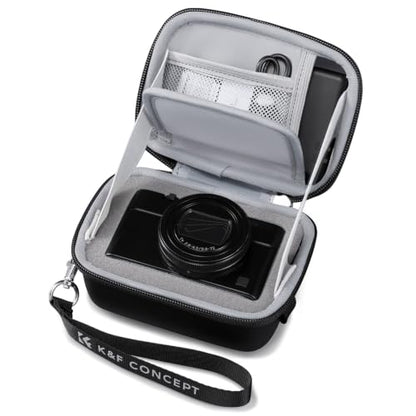 K&F CONCEPT Carrying Case for Digital Camera, Hard Shell Protective Travel Case Compatible with Ricoh GR III/GR IIIX/for Sony ZV-1 RX100/ for Canon G7X Mark III/G5X Mark II (Case Only) - color: Black