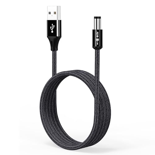 AGVEE 3.3ft USB to DC 5V Power Cord 5521(5.5x2.1mm) | Braided & Aluminum Shell, Fast & Durable Charger Charging Cable for CCTV Cameras, Routers, LED Strips, - color: Black, size: 3.3ft