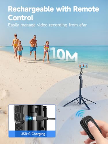 Rollei Auto Face Tracking Tripod, Smartphone Gimbal Stabilizer 64'' Selfie Stick Tripod Holder 360° Rotation for iPhone/Android Stand for Filming Streaming Tiktok Video Vlog - style: Easy Creator Quadpod