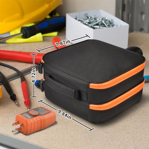 Electrical Tester Case Bag for Klein Tools ET310/RT250 | Nylon, Mesh, Adjustable Strap, Cotton Padding & Soft Lining, Organized Storage, Secure Foldable Lid & Sturdy Zipper - Black - color: Black