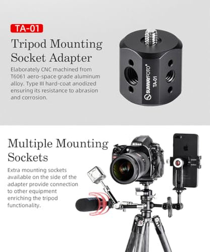 Sunwayfoto TA-01 Tripod Multiple Socket Adapter/Convertor Accessory