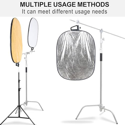 5 in 1 Photography Reflector 27x35inch (72x90cm) Collapsible Light Reflector with Handle & Connection Adapter,Portable Light Reflectors Diffuser Panel Photography Kit for Studio Video&Outdoor Lighting