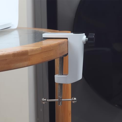 Universal C-Clamp Lamp Holder Desk Mount Clamp Base for Swing Arm Lights, DIY Lighting, Monitors, Workbenches (white) - color: White
