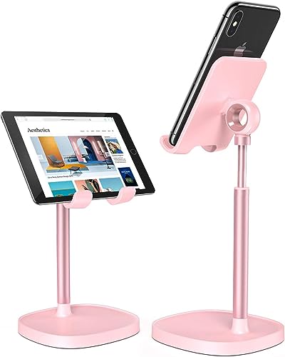 LISEN Phone Stand for Desk, iPhone Holder for Desk Offices Accessories | iPhone Stand, Phone Holder for Desk Vanity Decor, Pink Gifts, Pink Bathroom Dorm Room Living office Essentials Decor - color: A- Pink
