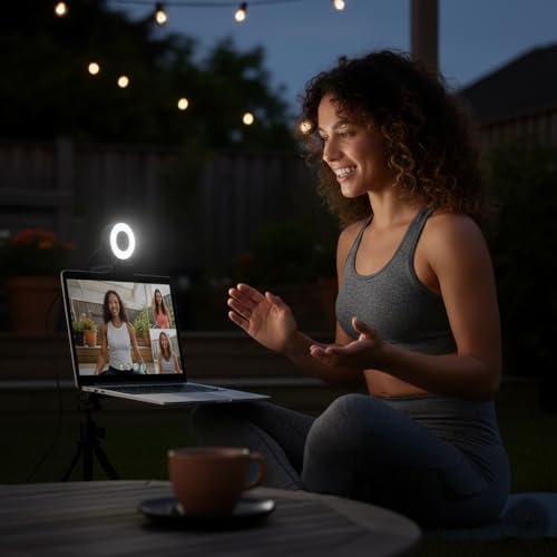 StreamLED HD USB Webcam with Adjustable LED Ring Light & Digital Mic – 720p Web Cam for Streaming, Zoom Meetings, Video Calls, Conferencing, Online Classes & Remote Work Setup