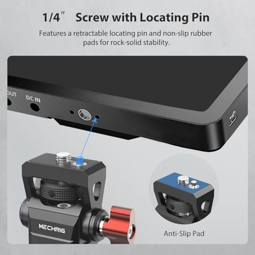 Camera Monitor Mount with Cold Shoe, Aluminum Cold Shoe Mount Adapter with 1/4″ Screw for LED Light Microphone Cage, Field Monitor Holder 360° Swivel & 180° Tilt Damping (63146) - style: With Knob - Cold Shoe Base