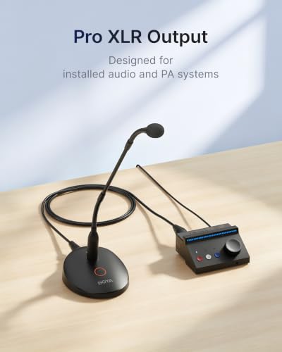 BOYA Desktop Gooseneck Condenser Microphone 18" Podium Microphones with Base LED Indicator XLR Mic for Meetings Video Conferences Streaming Lectures BY-GM18CB - size: GM18CB