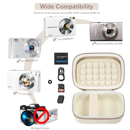 Leayjeen Hard EVA Camera Case Compatible with Canon PowerShot ELPH/IXUS, Kodak Pixpro FZ55/FZ45, Nikon Coolpix, Small Digital Camera, Shockproof Protective Camera Bag with Hand Strap-White(Case Only) - color: White