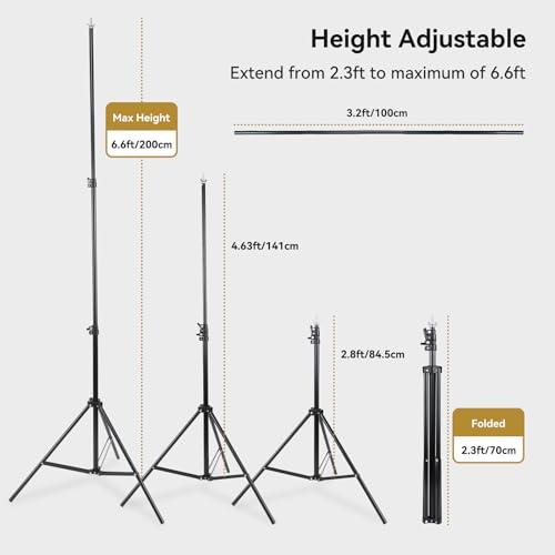 UTEBIT 3.5X6.5ft T-Shaped Backdrop Stand Support Kit with 3 Spring Clamps | Portable Photography Background Stand Videography Studio Green Screen T-Style Muslin Backdrops Stand for Parties Photo Video - size: 3.5x6.5ft
