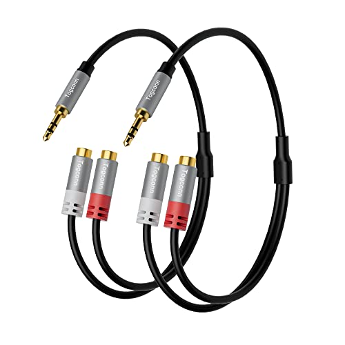 3.5mm to 2 RCA Audio Y-Splitter Cable 0.6 Feet, 1/8 Inch (3.5mm) TRS Stereo Male to Dual RCA Female Hi-Fi Sound Auxiliary Y Adapter Converter Connector for iPhone, Tablet Computer, MP3, Speaker-2Pack - color: 3.5mm TRS Male to 2RCA Female, size: 0.6 Feet