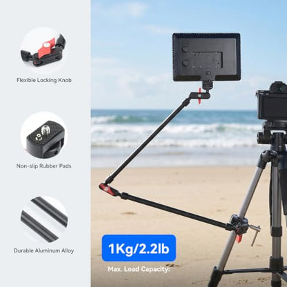 UEEBIT 33" Camera Arm with Desk Super Clamp, Articulating Extra-Long Magic Arm 360° Ball Heads with 1/4" & 3/8" Threads Screws for Phone, Mic, Light, Webcams, Action Camera (Black Red) - size: 33inch