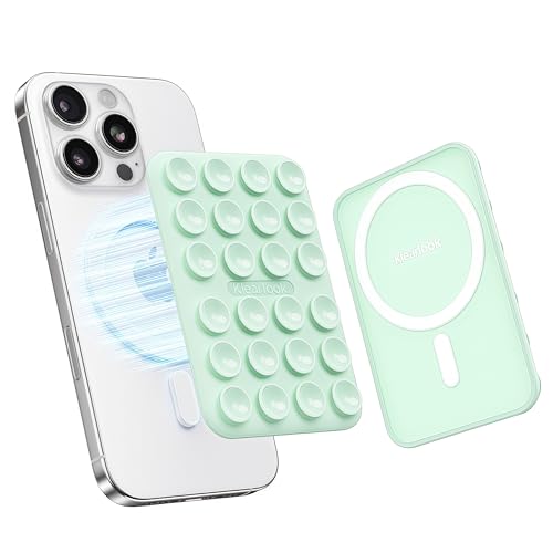Klearlook Magnetic Suction Phone Mount for MagSafe Case, Removable Sticky Phone Grip Holder for Hands-Free Makeup/Selfie/Live Streaming/Vlog for TikTok & Instagram Influencer/Creator, Light Green - color: Light Green