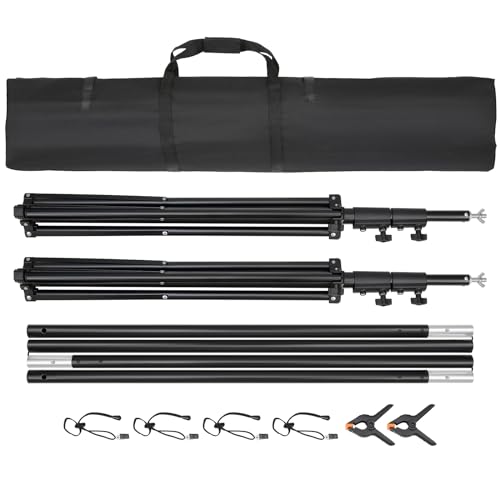 VEVOR 11.5 x 9.6 ft Heavy Duty Backdrop Stand, Height Adjustable Photography Backdrop Stand, Background Support System with 6 Clamps and A Carry Bag, for Party, Wedding, Display, Photo - size: 10 x 12 Ft