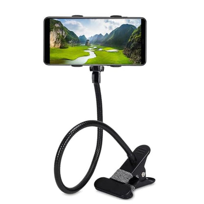 Selfdee Cell Phone Holder,Lazy Bracket, 360-degree Rotating Universal Flexible Long Arms Clip Mount Gooseneck Phones Stand for Bed Flexible Arm Adjustable Mount Clamp on Desk Bedframe (Black)