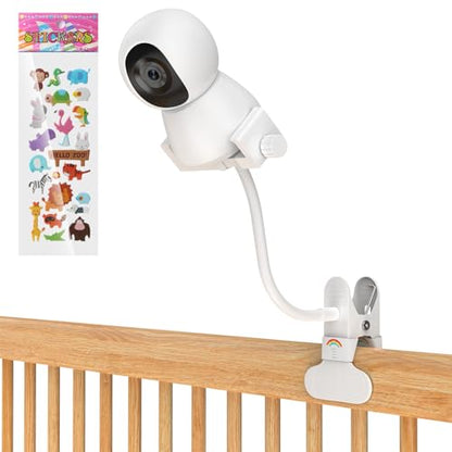 Baby Monitor Mount - Universal Adjustable Monitor Flex Stand for Hello Baby, Nanit Pro, Infant Optics, VTech & Most Baby Monitors - Detachable Arm Camera Clip Mount with Cute Stickers for Crib - size: Monitor Mount + Sticker Pack