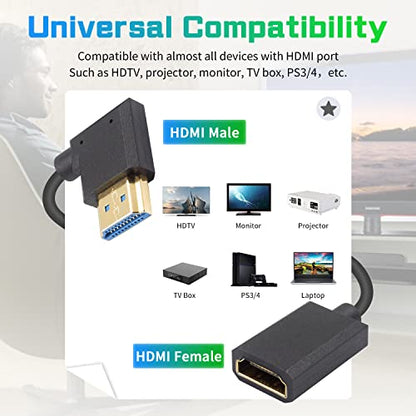 Duttek 8K HDMI Extender Cable, 48Gbps Right Angle HDMI Male to Female Coiled Cable, 1.2M, Compatible with MacBook Pro, PS5, Xbox Series X, Roku TV, UHD TV, Blu-ray - style: Right Angle HDMI Male to Female
