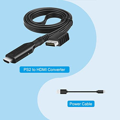 HDMI Cable for PlayStation 2 & 1 Console (PS2 & PS1), PS1/PS2 to HDMI Converter Adapter with True RGB Signal Output for PlayStation 1 Adapter for Sony PS2 Converter
