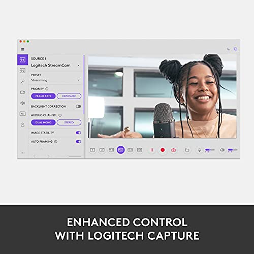 Logitech StreamCam Premium Webcam for Streaming and Content Creation, Full HD 1080p 60 fps,Works with Microsoft Teams, Google Meet, Zoom, Nintendo Switch 2’s new GameChat mode, for PC/Mac– Off-White - color: White
