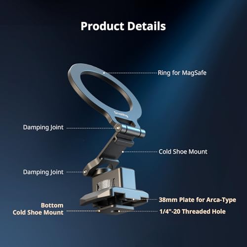 SMALLRIG Metal Phone Mount with Baseplate for Arca-Standard, Compatible for DJI RS 4 Mini, Smartphone Support with Cold Shoe Mount, Phone Tripod Mount for iPhone 17/16/15 Series etc. - 5339