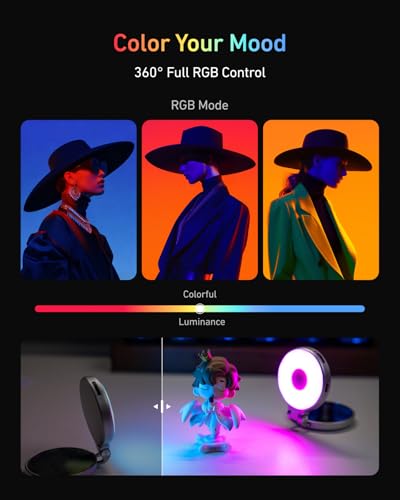 TELESIN Fun Shot Magnetic Phone Camera Grip (B)+ 4 in 1 Magnetic RGB Selfie Light Creator Kit Compatible with iPhone Magsafe & Android, Bundle Kit for Selfies/Photography/TikTok/Zoom Calls/Video - color: Black Grip + RGB Light