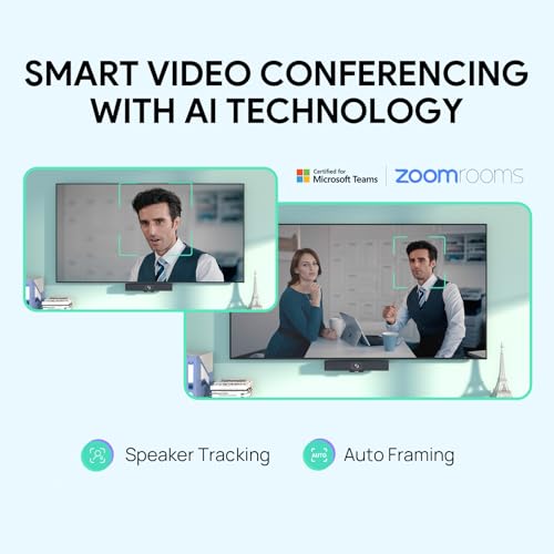 Yealink MeetingBar A10 4K Conference Room Webcam with 120 Wide Angle Camera, Android OS, Video Conferencing System with Microphone and Speaker, AI Speaker Tracking, Auto Framing, Teams Zoom Certified - color: A10-010