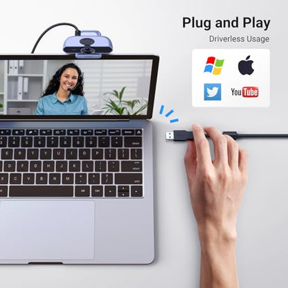 UGREEN FineCam Lite 2K Webcam with Auto Focus for PC | Dual Noise Cancelling Mics, Privacy Cover, Computer USB Camera for Streaming, Conferencing, Calling, Zoom, Skype, Teams