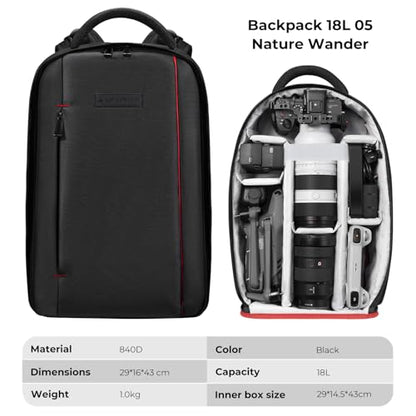 K&F CONCEPT Camera Backpack for Photographers Large Waterproof Photography Camera Bag with Laptop/Tripod Compartment for Men Women Black Red - style: Formal