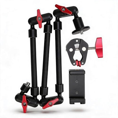 Bewinner Upgraded 31in Adjustable Articulating Friction Magic Arm with 1/4in 3/8in Thread & Super Clamp, Camera Mount 360 Degree Rotation for LED Light Microphone Video Rig (31 Inch)
