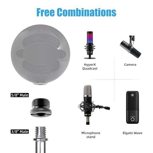 8 Pack Mic Stand Adapter 5/8 Female to 3/8 Male and 3/8 Female to 5/8 Male, 5/8 Female to 1/4 Male and 1/4 Female to 5/8 Male Screw Thread Adapter Mic for Microphone Stand Boom Arm Camera Tripod