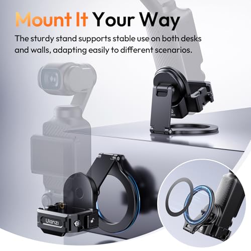 ULANZI PM01 Magnetic Mount Stand Compatible with DJI OSMO Pocket 3/4/4P | Aluminium Expansion Camera Holder with Cold Shoe and 1/4'' Mount,181/270/360° Adjustment Magnetic Adapter Xtra Accessories
