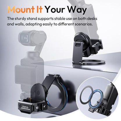 ULANZI PM01 Magnetic Mount Stand Compatible with DJI OSMO Pocket 3/4/4P | Aluminium Expansion Camera Holder with Cold Shoe and 1/4'' Mount,181/270/360° Adjustment Magnetic Adapter Xtra Accessories
