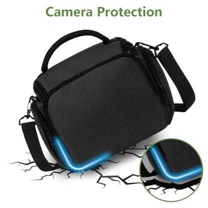 Ainiv DSLR Camera Bag, Waterproof Anti-Shock SLR Camera Case, Large Adjustable Shoulder Strap Camera Backpack, Portable Crossbody Single Shoulder Backpacks Compatible with Canon, Sony, Nikon, Black - color: Black