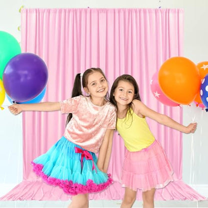 10ft x 7ft Rose Pink Backdrop Curtains for Parties, Fabric Satin Background Curtain with Rod Pockets for Weddings, Birthday, Baby Shower, Photography, Graduation Party Backdrop Drapes, 2 Panels - color: Rose Pink