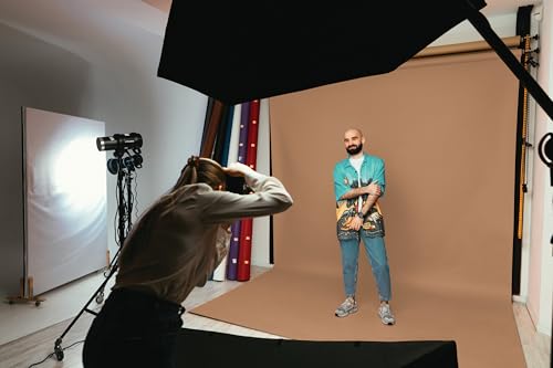 Denny Manufacturing - Seamless Paper Backdrop for Photography, Brown Seamless Paper Roll - Brown Latte (86 in x 36 ft) Includes Free Roll Black Gaffer Tape (2 in x 13 ft) - color: Brown Latte, size: 86 in x 36 ft