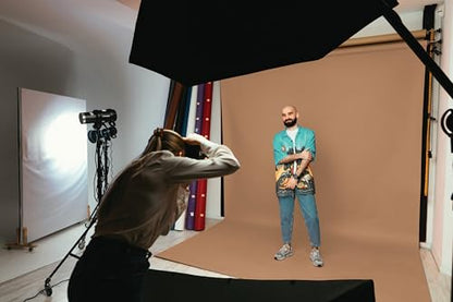 Denny Manufacturing - Seamless Paper Backdrop for Photography, Brown Seamless Paper Roll - Brown Latte (86 in x 36 ft) Includes Free Roll Black Gaffer Tape (2 in x 13 ft) - color: Brown Latte, size: 86 in x 36 ft