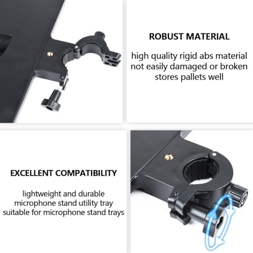 Microphone Stand Tray with Phone Support, Microphone Stand Clamp-On Rack Tray Holder，Universal Sound Card Tray for Live Streaming (Large) - size: Large