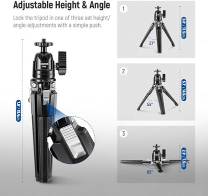 NEEWER Mini Metal Table Tripod with 360° Ball Head, Supports Vertical Recording and Handle, Portable Travel Tripod with 1/4 Inch Screw for Camera Mobile Phone Action Cam, Max. Load 3 kg, TP29 - style: TP29
