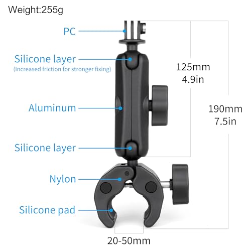 SOONSUN Super Clamp Mount with Dual 360° Ball Heads & Phone Holder, Heavy-Duty Camera Clamp Mount for GoPro Hero 13 12 11 10 9, Insta360, DJI Osmo, DSLR, Smartphones & Action Cameras