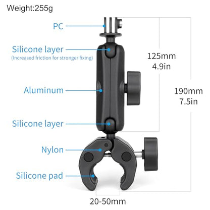 SOONSUN Super Clamp Mount with Dual 360° Ball Heads & Phone Holder, Heavy-Duty Camera Clamp Mount for GoPro Hero 13 12 11 10 9, Insta360, DJI Osmo, DSLR, Smartphones & Action Cameras