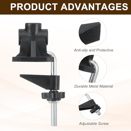 PATIKIL 0.47" Hole Dia. Desk Clamp, 2 Pcs Universal C-Clamp Base with Adjustable Screw for Microphone Mic Arm Table Lamp Mount Holder, Black