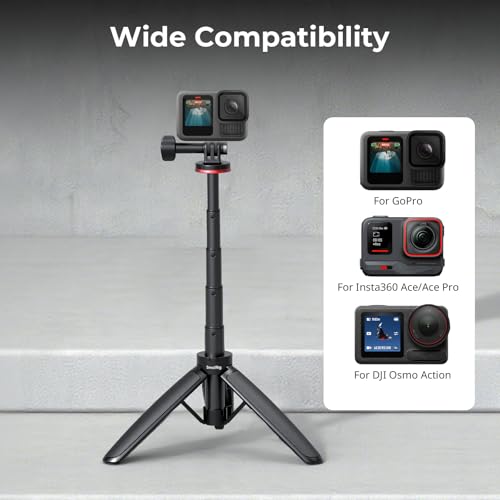 SMALLRIG Portable Action Camera Tripod in Carabiner Shape, 6.5-13.6in Extendable Selfie Stick, Mini Table Tripod for GoPro Hero 13/12/11, for DJI Osmo Action 5 pro/4/3, for Insta360 Ace Pro 2-5568 - style: for action camera