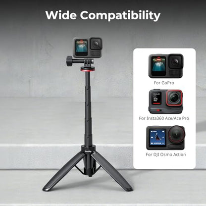 SMALLRIG Portable Action Camera Tripod in Carabiner Shape, 6.5-13.6in Extendable Selfie Stick, Mini Table Tripod for GoPro Hero 13/12/11, for DJI Osmo Action 5 pro/4/3, for Insta360 Ace Pro 2-5568 - style: for action camera