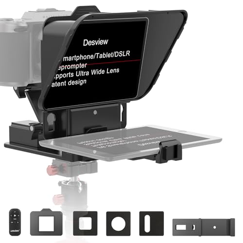 Desview P8 Universal Teleprompter for Smartphone Camera, DSLR Webcam Tablet up to 10" with Bluetooth Remote Foldable Design for Live Streaming Video Recording YouTube TikTok Videos - size: P8 Teleprompter