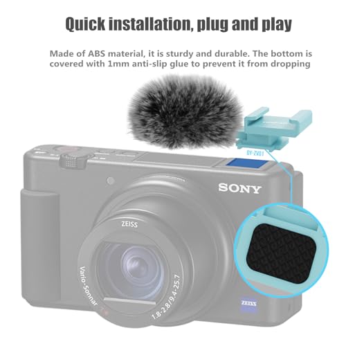 (2 Pack) Cold Shoe Adapter for Sony ZV-1,ZV-1 II,ZV-1F,ZV-E10,ZV-E1M2/ZV-E1 | Can be equipped with a mic and a fill light,for vlogging;fur reduces wind noise,Weighs as little as 6g,Non-slip,plug and play