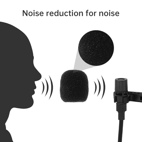 RTNLIT Lavalier Lapel Microphone - 3.5mm Omnidirectional Condenser Mic, Clip On Mic for Smartphones, Noise Cancelling for Podcast, YouTube, Vlogging, Asmr