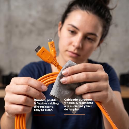 Tether Tools TetherPro USB-C to USB 3.0 Micro-B Cable | for Fast Transfer and Connection Between Camera and Computer | High Visibility Orange | 15 Feet (4.6 m)